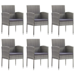 vidaXL 7-Piece Garden Dining Set Grey and Black Poly Rattan and Steel