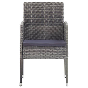 vidaXL 7-Piece Garden Dining Set Grey and Black Poly Rattan and Steel