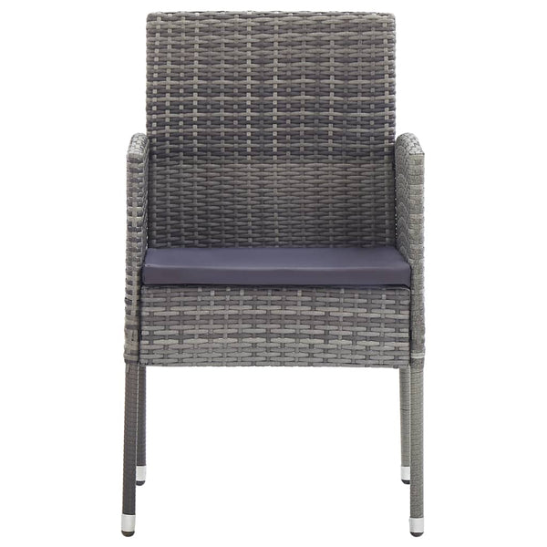 vidaXL 7-Piece Garden Dining Set Grey and Black Poly Rattan and Steel