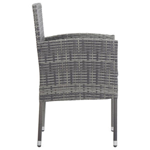 vidaXL 7-Piece Garden Dining Set Grey and Black Poly Rattan and Steel