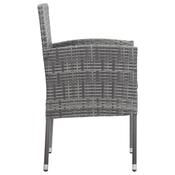 vidaXL 7-Piece Garden Dining Set Grey and Black Poly Rattan and Steel
