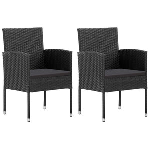 3-tlg. Garten Essgruppe Poly Rattan Schwarz