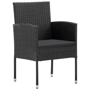 3-tlg. Garten Essgruppe Poly Rattan Schwarz