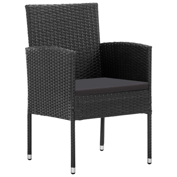 3-tlg. Garten Essgruppe Poly Rattan Schwarz