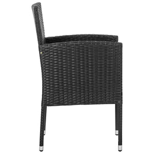 3-tlg. Garten Essgruppe Poly Rattan Schwarz