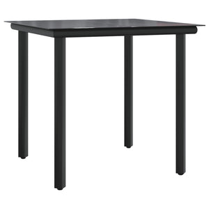 3-tlg. Garten Essgruppe Poly Rattan Schwarz