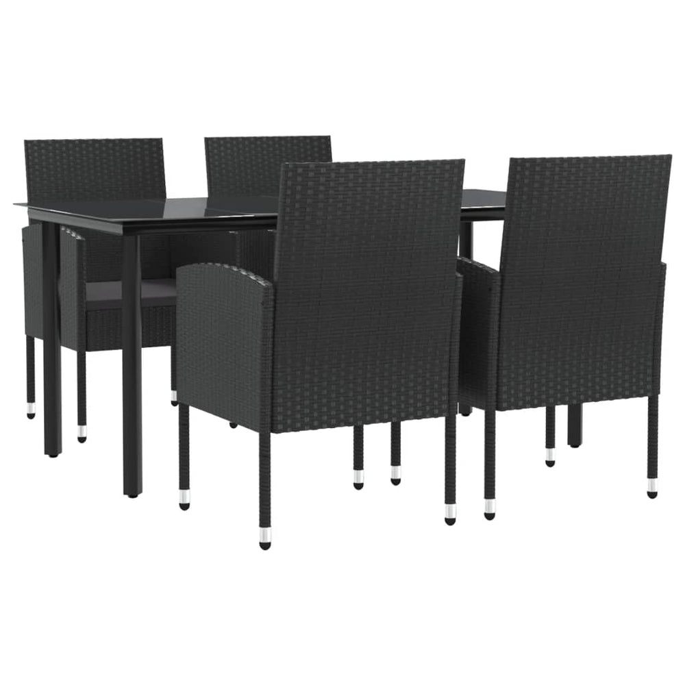 5-tlg. Garten Essgruppe Schwarz Poly Rattan