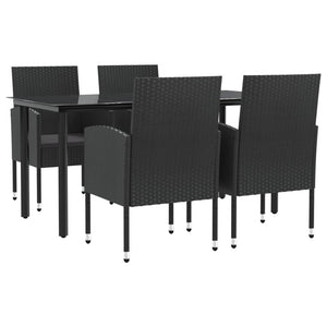 vidaXL Ensemble repas de jardin 5 pcs Noir Résine tressée et acier