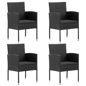 vidaXL Ensemble repas de jardin 5 pcs Noir Résine tressée et acier