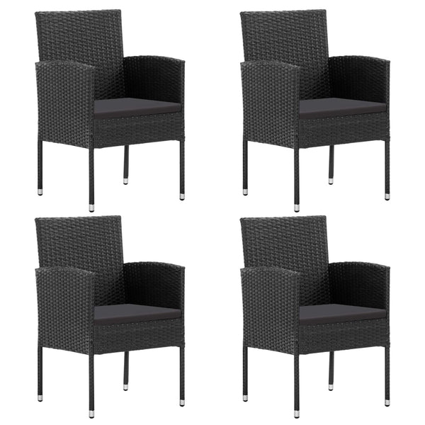 vidaXL Ensemble repas de jardin 5 pcs Noir Résine tressée et acier