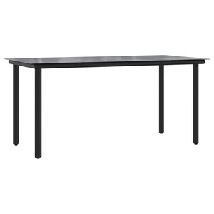 vidaXL Ensemble repas de jardin 5 pcs Noir Résine tressée et acier