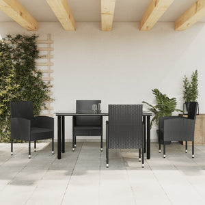 vidaXL Ensemble repas de jardin 5 pcs Noir Résine tressée et acier
