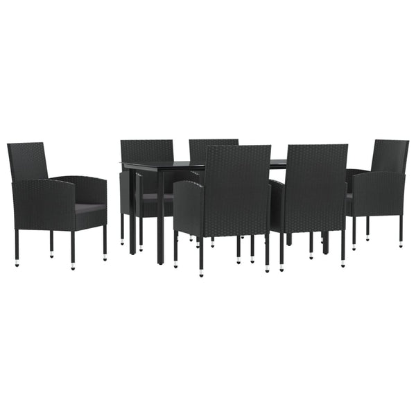 vidaXL Salon de jardin à dîner 7 pcs Résine tressée et acier Noir