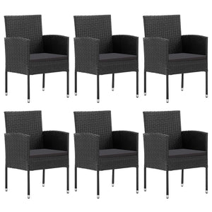 vidaXL Salon de jardin à dîner 7 pcs Résine tressée et acier Noir