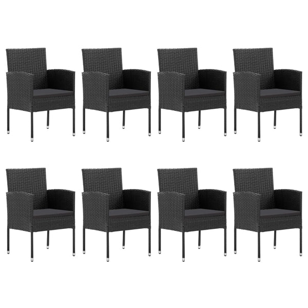 vidaXL Ensemble repas de jardin 9 pcs Résine tressée et acier Noir