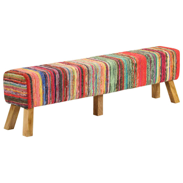 Sitzbank Mehrfarbig 160 cm Chindi-Stoff Mango Massivholz