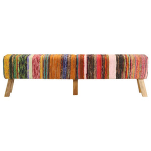 Sitzbank Mehrfarbig 160 cm Chindi-Stoff Mango Massivholz