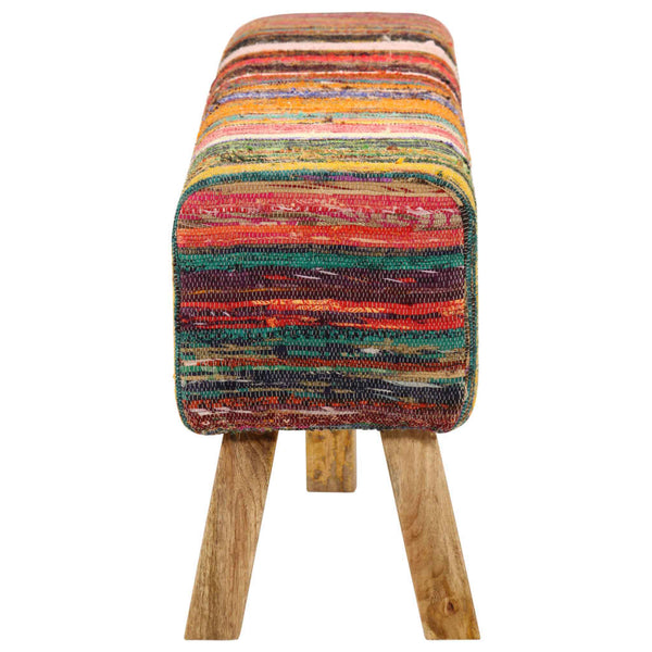 Sitzbank Mehrfarbig 160 cm Chindi-Stoff Mango Massivholz