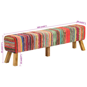 Sitzbank Mehrfarbig 160 cm Chindi-Stoff Mango Massivholz