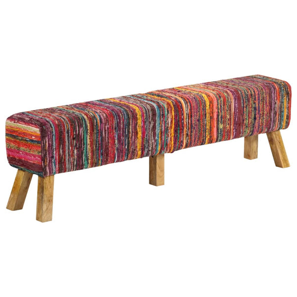 Sitzbank Mehrfarbig 160 cm Chindi-Stoff Mango Massivholz