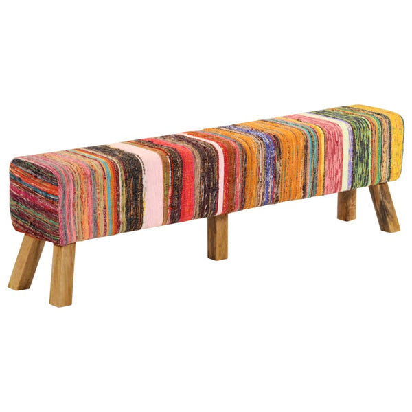 Sitzbank Mehrfarbig 160 cm Chindi-Stoff Mango Massivholz