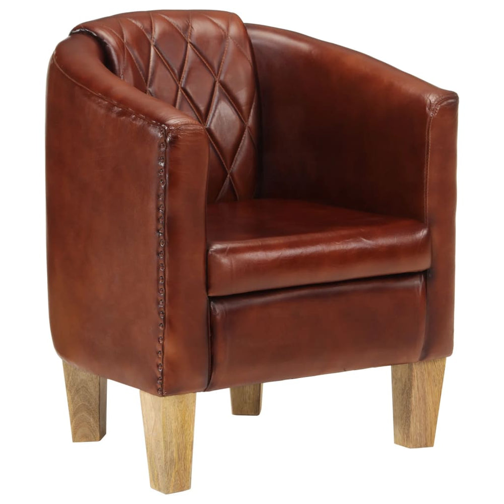 Braun Echtleder Clubsessel