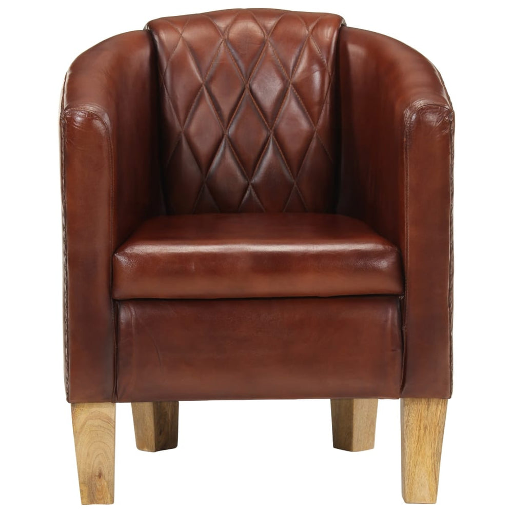 Braun Echtleder Clubsessel