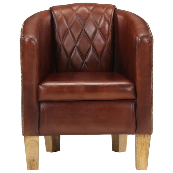 vidaXL Fauteuil club en cuir véritable marron