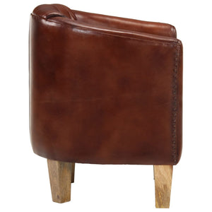 vidaXL Fauteuil club en cuir véritable marron