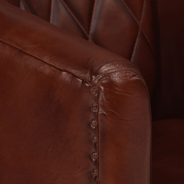 vidaXL Fauteuil club en cuir véritable marron