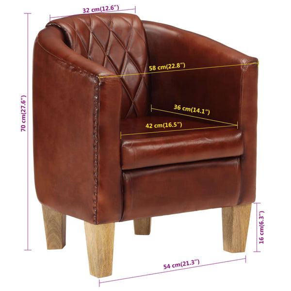 vidaXL Fauteuil club en cuir véritable marron