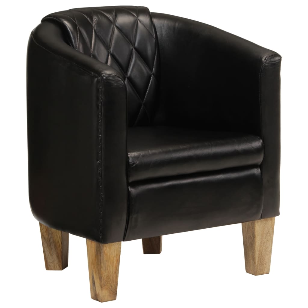 vidaXL Fauteuil club noir en cuir véritable