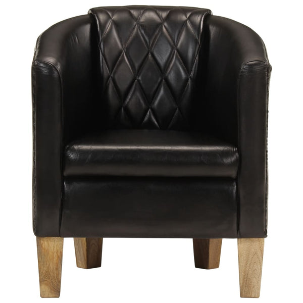 vidaXL Fauteuil club noir en cuir véritable