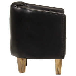 vidaXL Fauteuil club noir en cuir véritable