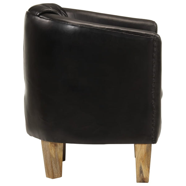 vidaXL Fauteuil club noir en cuir véritable
