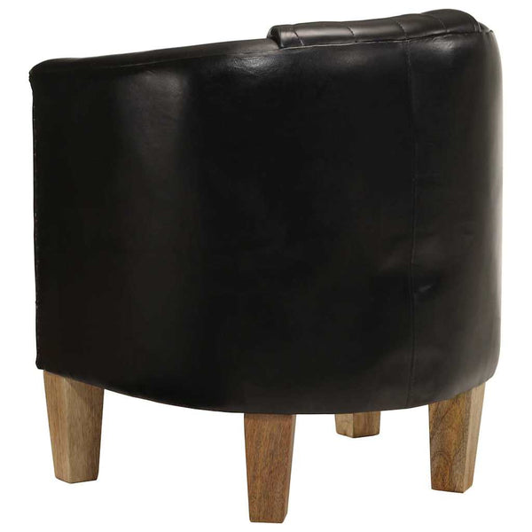 vidaXL Fauteuil club noir en cuir véritable