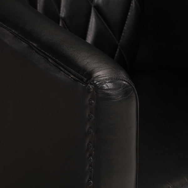 vidaXL Fauteuil club noir en cuir véritable