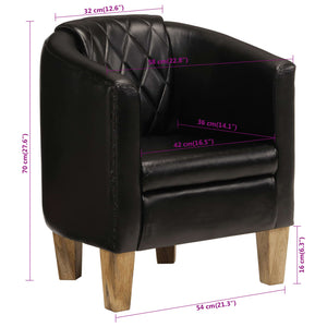vidaXL Fauteuil club noir en cuir véritable