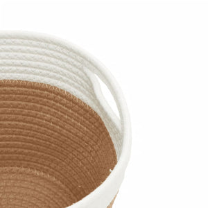 vidaXL Paniers de rangement 2 pcs Marron et blanc Ø24x18 cm Coton