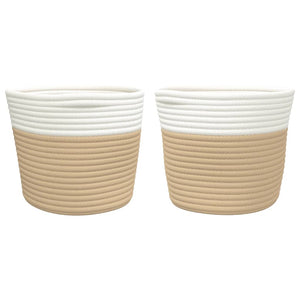 Aufbewahrungskörbe 2er Set Beige/Weiß Ø24cm