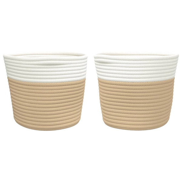 Aufbewahrungskörbe 2er Set Beige/Weiß Ø24cm