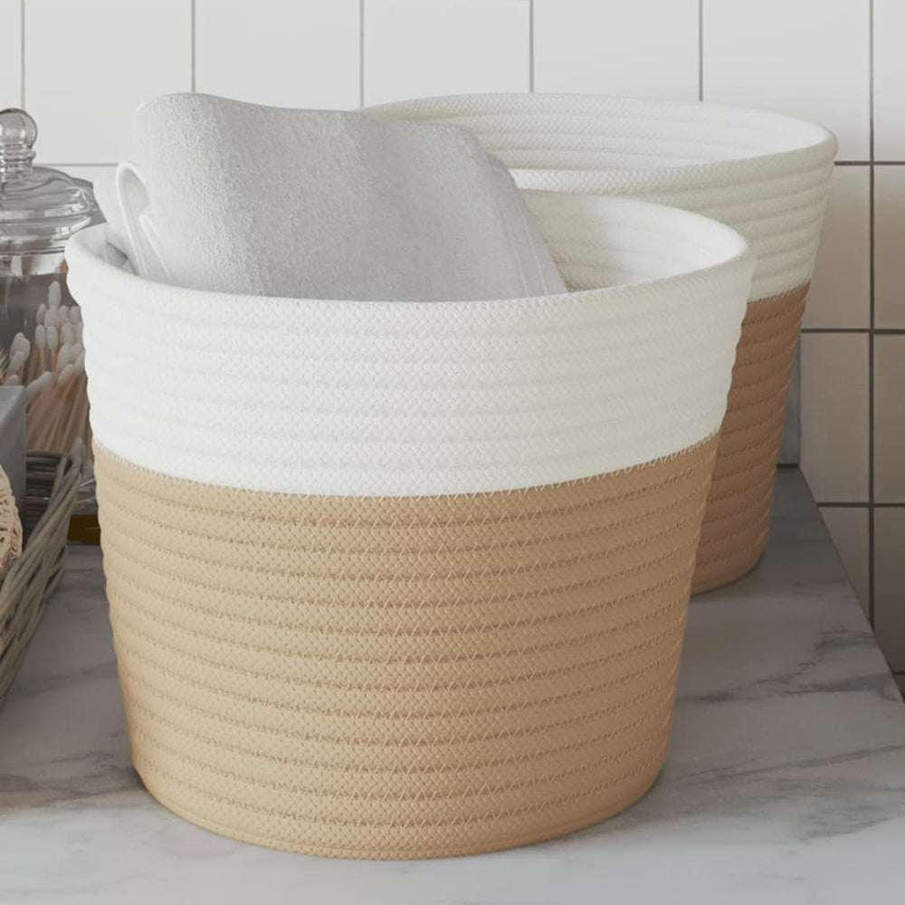 Aufbewahrungskörbe 2er Set Beige/Weiß Ø24cm