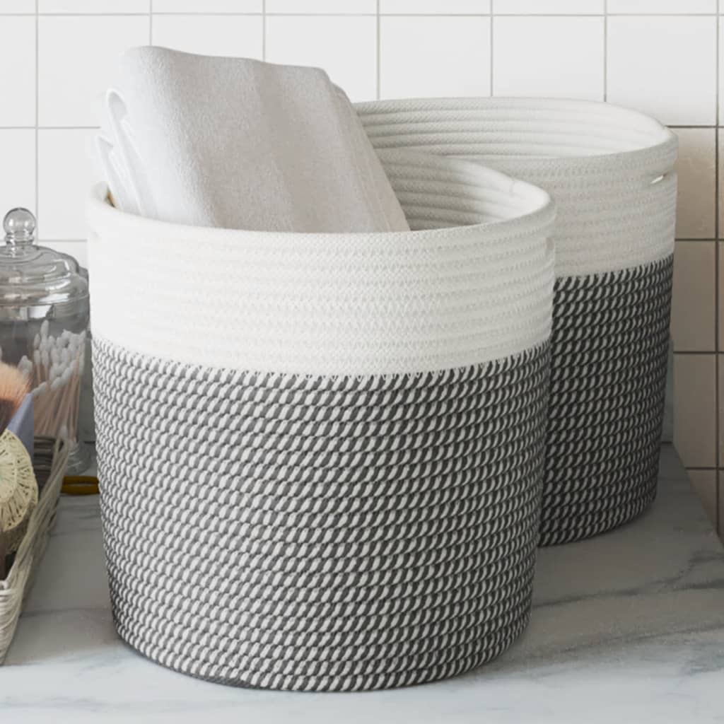 Aufbewahrungskörbe 2er Set Grau/Weiß