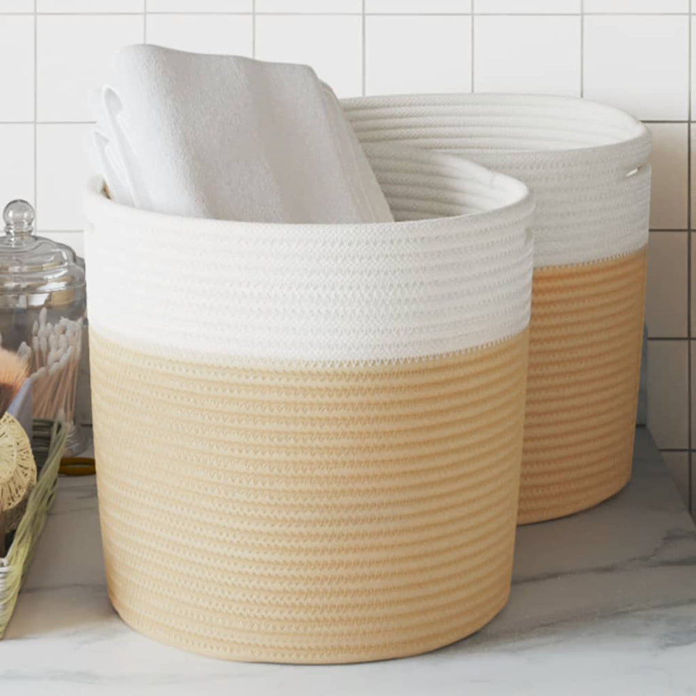 Aufbewahrungskörbe 2er-Set Beige/Weiß Ø28cm