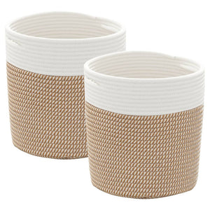 vidaXL Paniers de rangement 2 pcs Marron et blanc Ø28x28 cm Coton