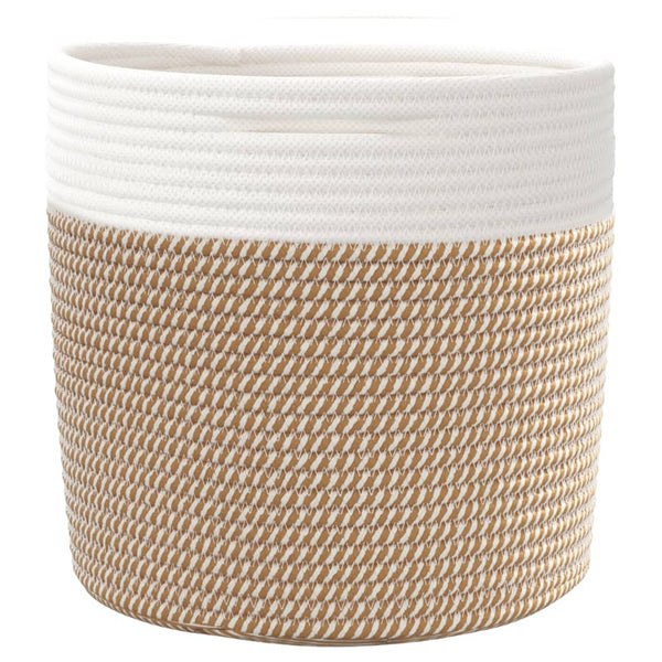 vidaXL Paniers de rangement 2 pcs Marron et blanc Ø28x28 cm Coton