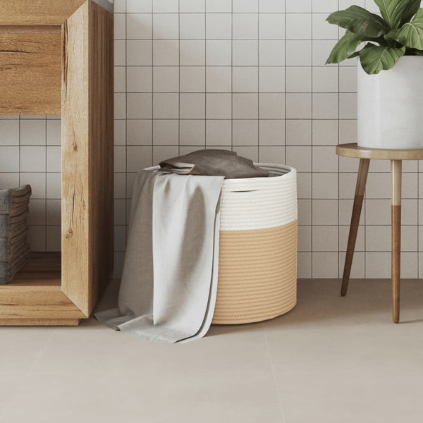 Beige/Weißer Aufbewahrungskorb, Ø40 cm
