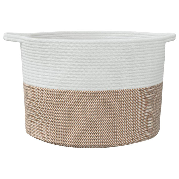 Baumwoll-Wäschekorb, Braun/Weiß, Ø55cm