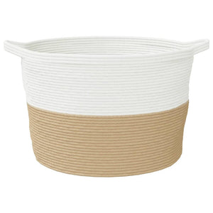 Beige/Weißer Wäschekorb Baumwolle Ø60x36 cm