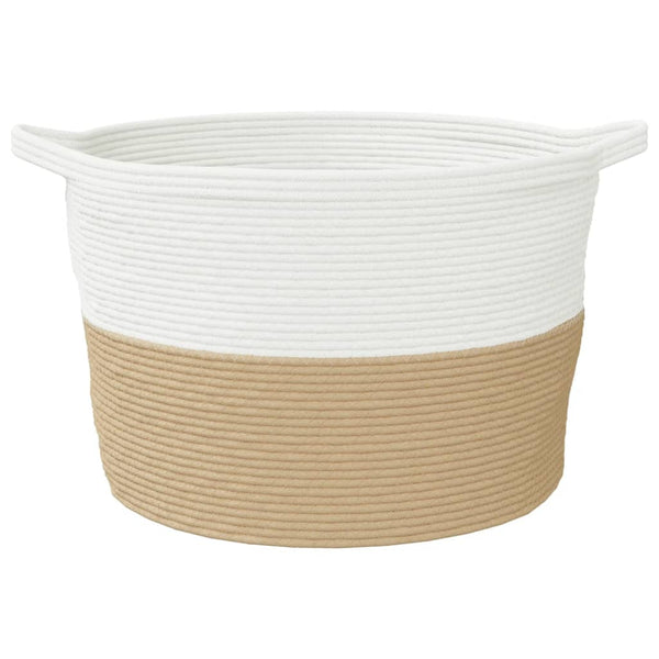 Beige/Weißer Wäschekorb Baumwolle Ø60x36 cm